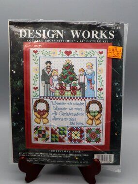 Vtg Design Works Christmas Time Cross Stitch Sampler Kit #1030 Victorian Scene